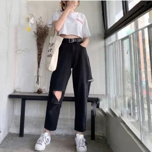 Quần baggy đen bigsize kimfashion, quần ulzzang form rộng bigsize BGD75-63 từ 60-90kg