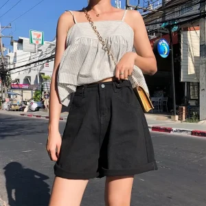 Quần short bigsize nữ kimfashion, quần đùi sọt ống rộng cạp lưng cao bigsize ulzzang 58-80kg ks01