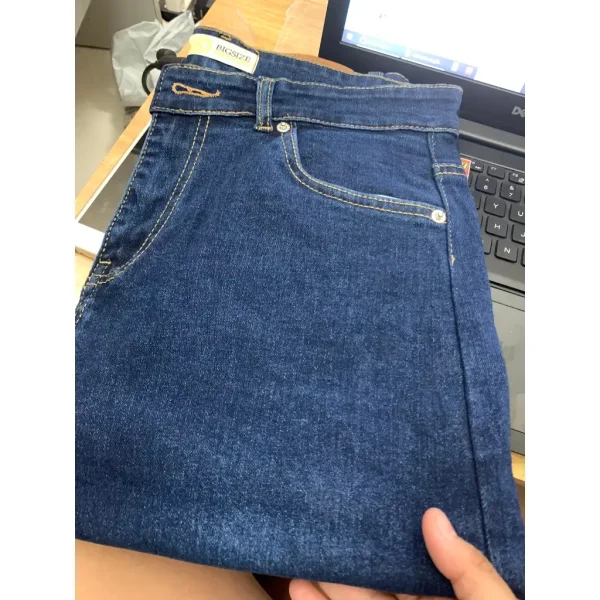 Quần jeans co giãn xanh đậm rách bigsize 60-90kg - Kim Fashion Bigsize - Hình ảnh 3