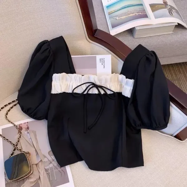 áo croptop bigsize, áo croptop phối ren cột nơ AC10 - Hình ảnh 2