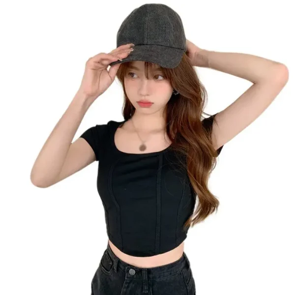 Áo croptop nữ tay dài bigsize 55-90kg kimfashion, áo thun croptop bigsize mùa hè phong cách Hàn Quốc AT15 - Hình ảnh 2