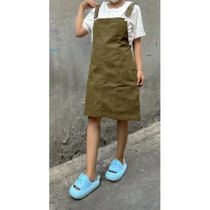 Yếm váy kaki BIGSIZE màu xanh rêu YVD16 55-95kg