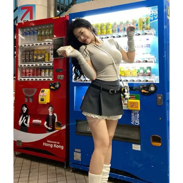 Áo croptop 45-95kg, áo thun cổ tròn khoét lưng kèm tay áo rời AT36 Kim bigsize - Hình ảnh 7