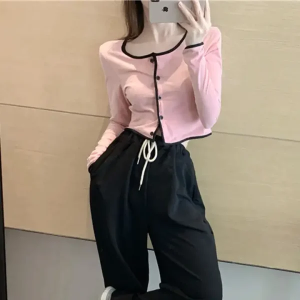 Áo croptop nữ tay dài bigsize 55-90kg kimfashion, Croptop bigsize phong cách Hàn Quốc At09-1 - Hình ảnh 4