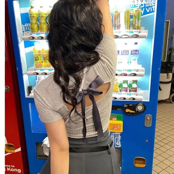 Áo croptop nữ tay ngắn bigsize 55-90kg,áo thun croptop bigsize nhúng ngực AT31-1 KimFashion - Hình ảnh 3