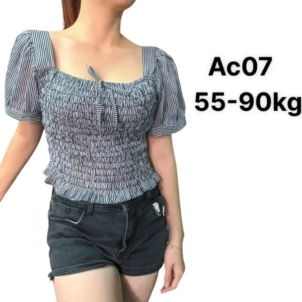 Áo croptop bigsize nữ 55-90kg,áo kiểu croptop bigsize tay ngắn AC07 - Hình ảnh 2