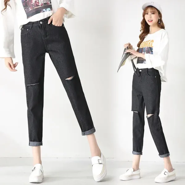 Quần jean baggy đen bigsize 46-88kg KimFashion , quần ống rộng from uzllang Hàn Quốc BGD75-hoả tốc hcm - Hình ảnh 2