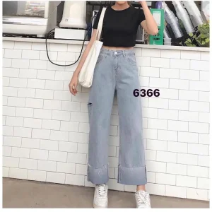 Quần jean suông bigsize 58-85kg,quần ống rộng lưng cạp cao phong cách ulzzang unisex hàn quốc