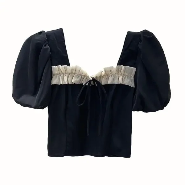 áo croptop bigsize, áo croptop phối ren cột nơ AC10 - Hình ảnh 3