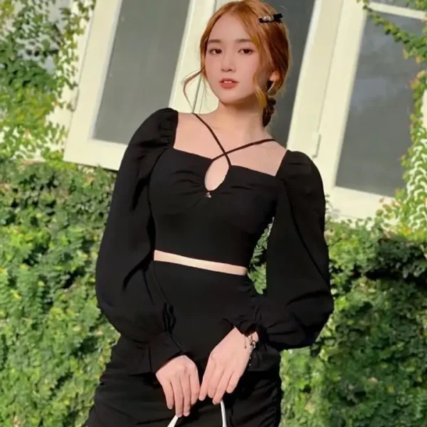 Áo croptop bigsize nữ,áo kiểu croptop bigsize tay dài trể vai AC05 - Hình ảnh 3