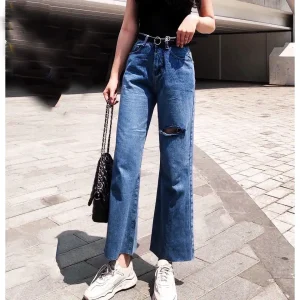 Quần Suông Bigsize Tua Lai Rách Đùi Màu Đá 58-85kg
