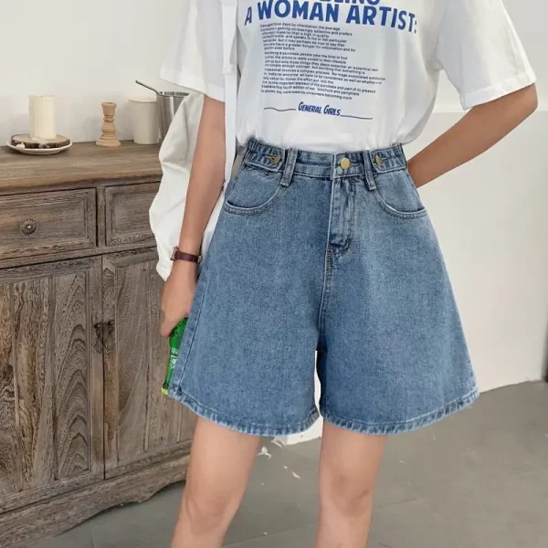 Quần short bigsize nữ kimfashion, quần đùi sọt ống rộng cạp lưng cao bigsize ulzzang 58-80kg ks01 - Hình ảnh 5