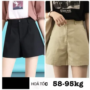 Quần short ống rộng bigsize nữ 55-95kg,quần kaki đùi sot ngắn size lớn đen-trắng kimfashion-ks02