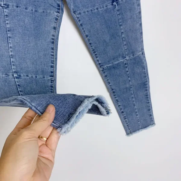 Quần jean nữ bigsize kimfashion, quần jean nữ lưng cao co giãn big size Kl01-1 56-75kg - Hình ảnh 3