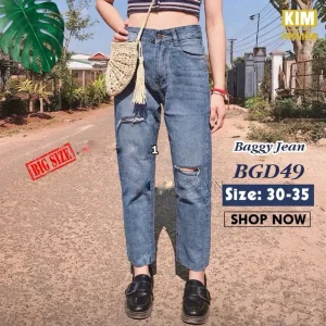 Quần baggy bigsize kimfashion, quần from rộng lưng cao BGD49-16 Từ 60--90kg