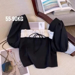 Áo croptop nữ tay ngắn bigsize 55-90kg kimfashion, croptop bigsize trễ vai phong cách Hàn Quốc