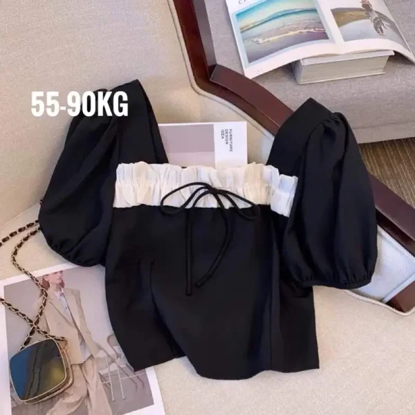 Áo croptop nữ tay ngắn bigsize 55-90kg kimfashion, croptop bigsize trễ vai phong cách Hàn Quốc