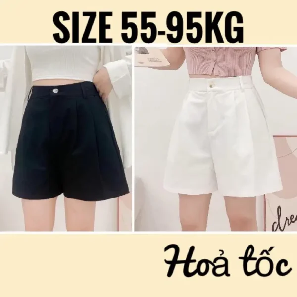 Quần short ống rộng bigsize nữ 55-95kg,quần kaki đùi sot ngắn size lớn đen-trắng kimfashion-ks02 - Hình ảnh 4