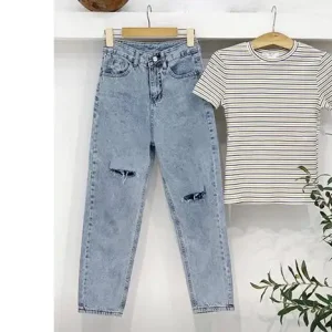 Quần Jean Baggy Bigsize rách kiểu - Kim Fashion Bigsize