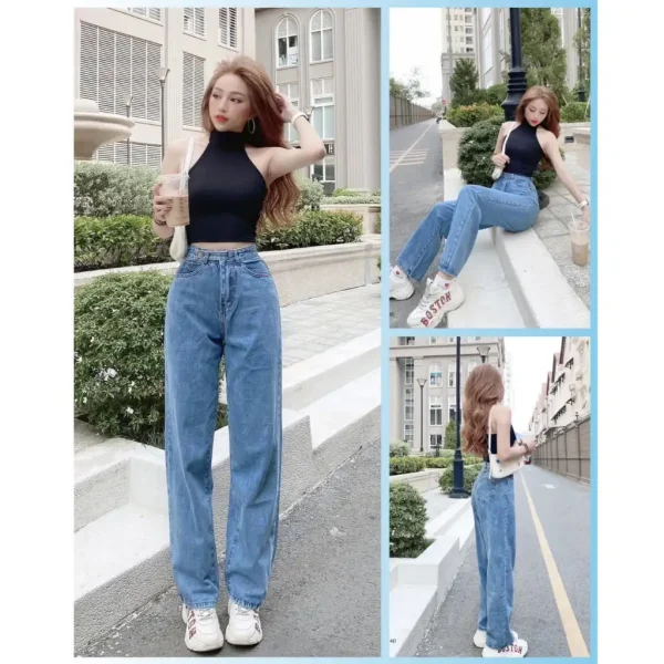 Quần ống suông bigsize dành cho nữ 60-90kg lưng cao phong cách Hàn Quốc - Hình ảnh 2