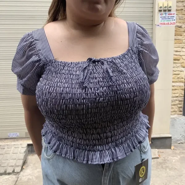 Áo croptop bigsize nữ 55-90kg,áo kiểu croptop bigsize tay ngắn AC07 - Hình ảnh 4