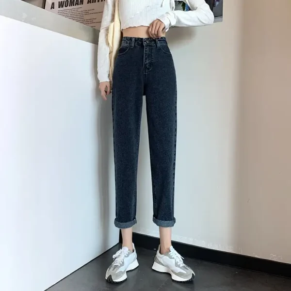 Quần ống rộng nữ bigsize KimFashion, quần baggy cạp lưng cao rách 2 gối form ulzzang hàn quốc BGD-D1 - Hình ảnh 3