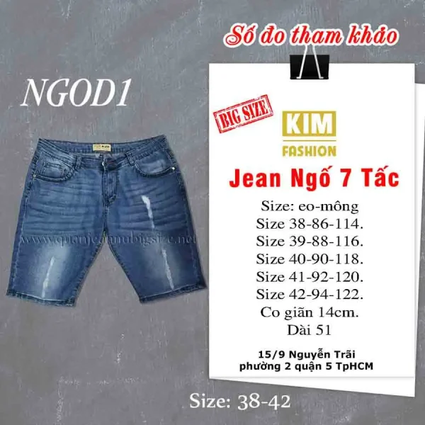 Quần Jean Ngố 7 tấc bigsize co giãn NGOD1 Size 38-42 - Hình ảnh 2