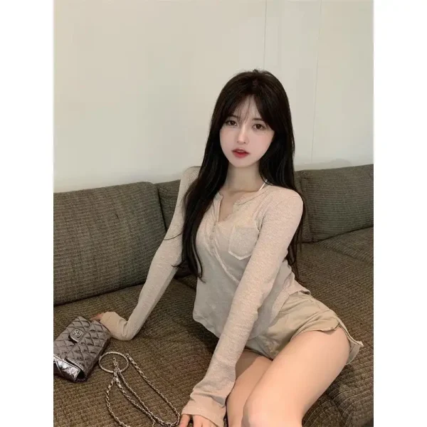 Áo thun bigsize dáng ôm hack dáng- áo nút bấm croptop bigsize 45-95kg AT06- Kim Fashion Bigsize - Hình ảnh 5