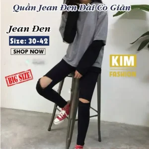 Quần Jeans Đen Bigsize Co giãn Size 30-36 58-90kg