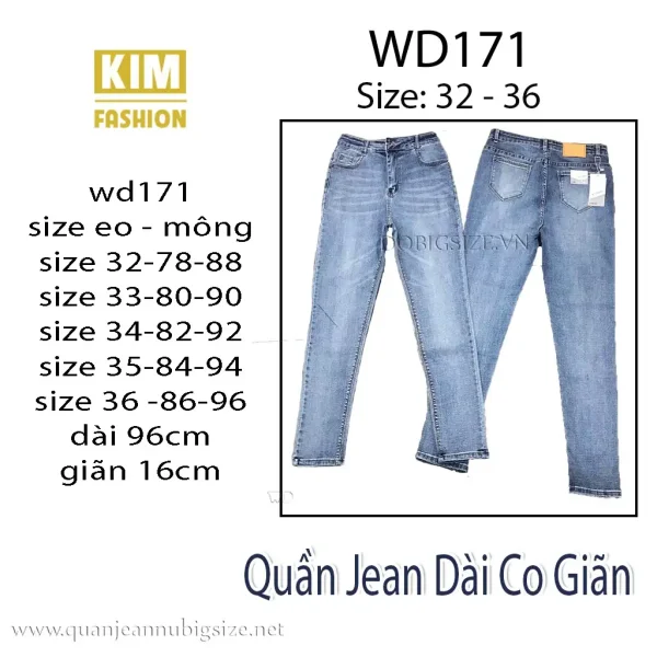 quần jeans dài co giãn bigsize WD171-32-36 - Hình ảnh 2