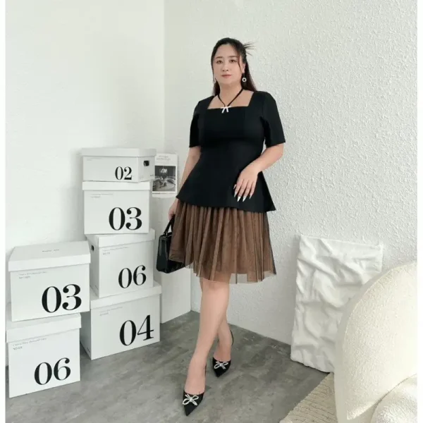 SET VÁY LƯƠI ÁO TIỂU THƯ KÈM NƠ BIGSIZE - Hình ảnh 4
