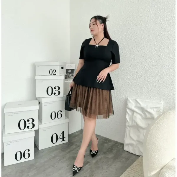 SET VÁY LƯƠI ÁO TIỂU THƯ KÈM NƠ BIGSIZE - Hình ảnh 5