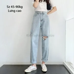 Quần Baggy - Quần Jean Baggy Nữ Cạp Cao Phong Cách Street Style Fullsize 45-90kg BGD51-10034