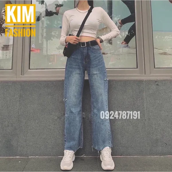 Quần Jean Suông Bigsize màu đá 30-35 58-85kg Bgs01-05 - Hình ảnh 2