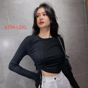 Áo croptop tay dài day rút bên áo bigsize từ 60-90kg