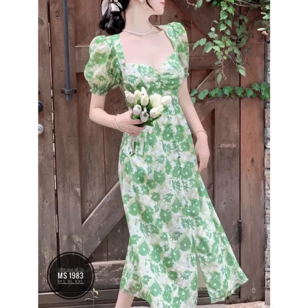 Đầm hoa xẻ tà maxi dễ thương Bigsize 55-85kg MS:1983 - Hình ảnh 2