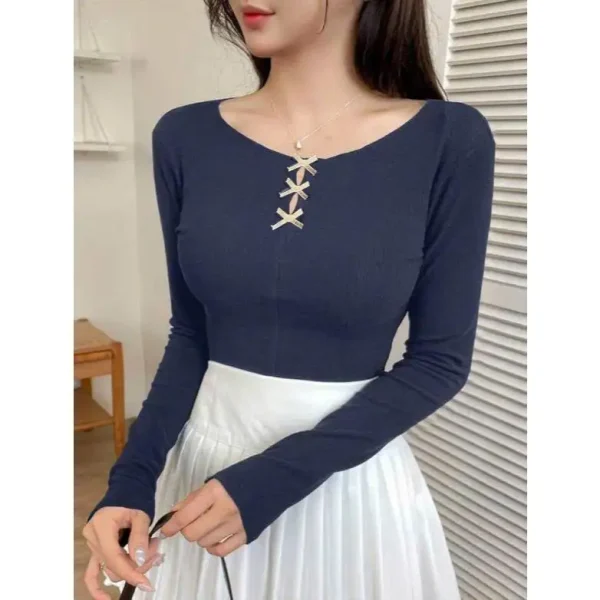 Áo croptop body tay dài bigsize 45-92kg, áo thun bigsize đan dây trươc ngực AT32 - Kim Fashion - Hình ảnh 9