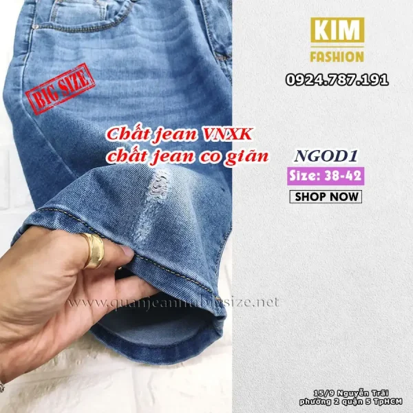 Quần Jean Ngố 7 tấc bigsize co giãn NGOD1 Size 38-42 - Hình ảnh 3