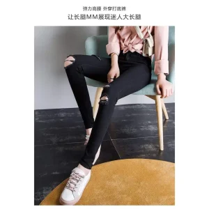 Quần jean nữ bigsize 58-90kg, quần jean đen size lớn co giãn KimFashion