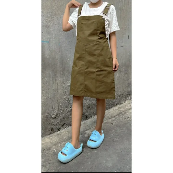 Yếm váy bigsize kaki không giãn, YVD16 size 55-95kg - Hình ảnh 3