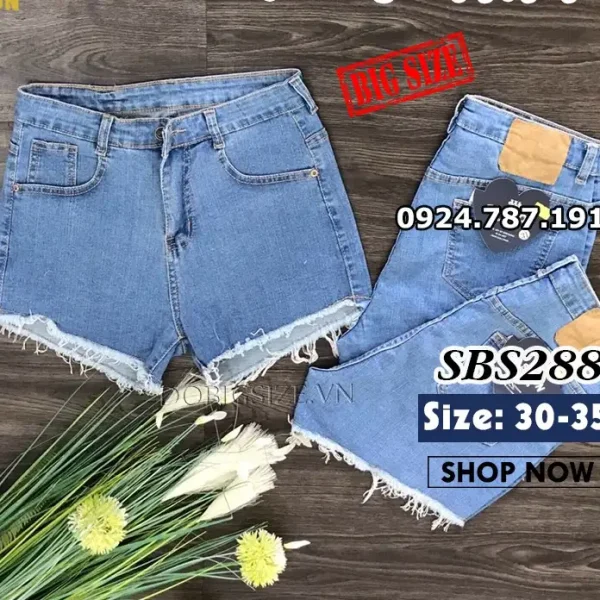 Quần Short Jean Bigsize Co Giãn SBS288 size 30-35 - Hình ảnh 2