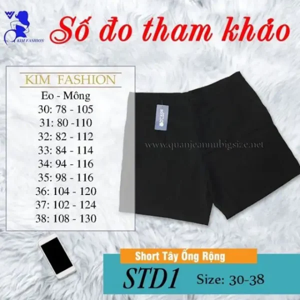 Quần short tây ống rộng Big Size 58-85kg - Hình ảnh 2
