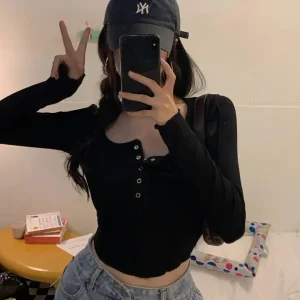 Áo croptop nữ tay dài bigsize 55-90kg kimfashion,áo thun croptop bigsize mùa hè Hàn Quốc ATTD02