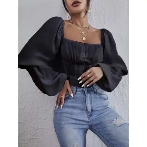 Áo croptop bigsize nữ 55-90kg KimFashion, croptop bigsize tay dài trể vai AC06 - Hình ảnh 5