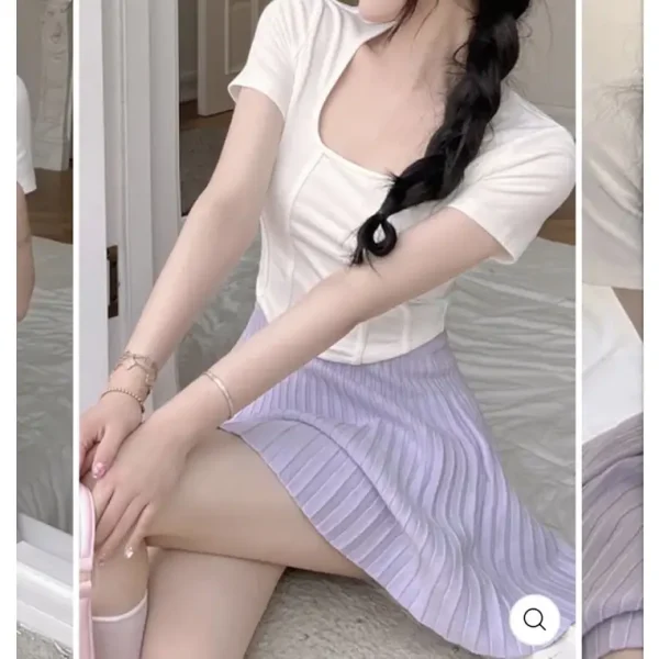 Áo croptop tay ngắn bigsize 55-90kg, áo thun kiểu croptop bigsize kimfashion AT15 - Hình ảnh 2