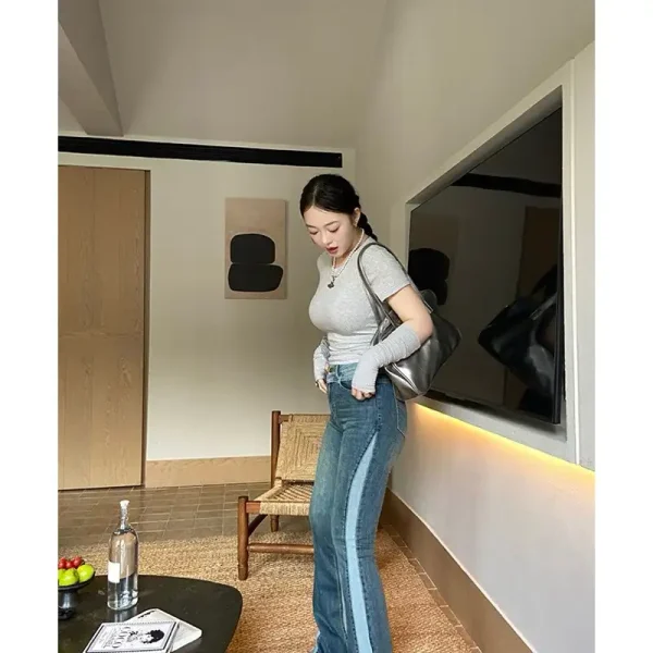Áo croptop 45-95kg, áo thun cổ tròn khoét lưng kèm tay áo rời AT36 Kim bigsize - Hình ảnh 6