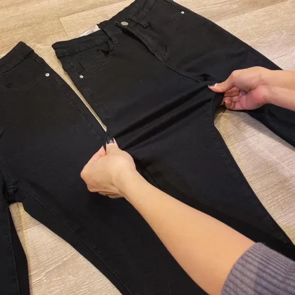 Quần Jeans Đen Bigsize Lưng Cạp Cao Chất Jean Cao Cấp Co Giãn Tốt 58-90kg - Hình ảnh 3