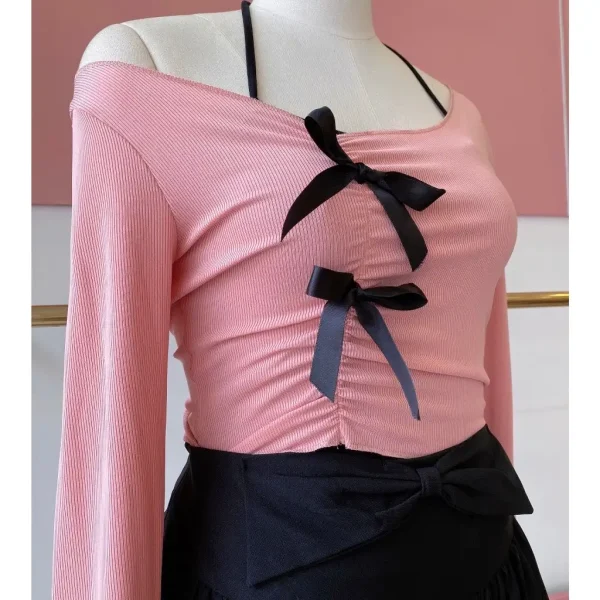 SET CROP XÁM ĐÍNH NƠ NGỰC + CROP ĐEN CỔ YẾM + CHÂN VÁY XOÈ BIGSZIE - Hình ảnh 7