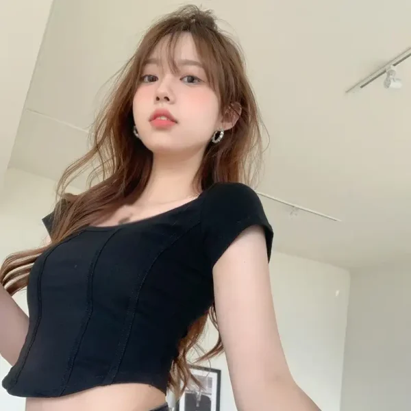 Áo croptop nữ tay dài bigsize 55-90kg kimfashion, áo thun croptop bigsize mùa hè phong cách Hàn Quốc AT15 - Hình ảnh 6