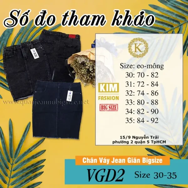Chân Váy Jean Co Giãn Big Size VGD2 30-35 - Hình ảnh 2